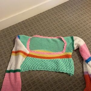 Stripped cropped amazon sweater. size large but runs small.